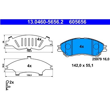

ATE 605656 Sada brzdových destiček 13.0460-5656.2