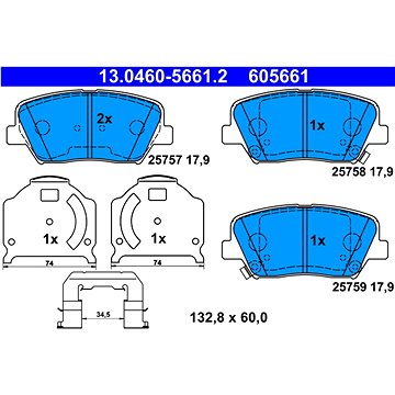 

ATE 605661 Sada brzdových destiček 13.0460-5661.2