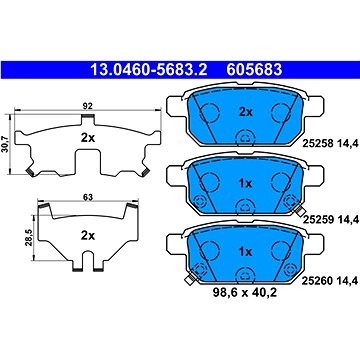 

ATE 605683 Sada brzdových destiček 13.0460-5683.2