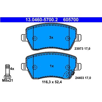 

ATE 605700 Sada brzdových destiček 13.0460-5700.2