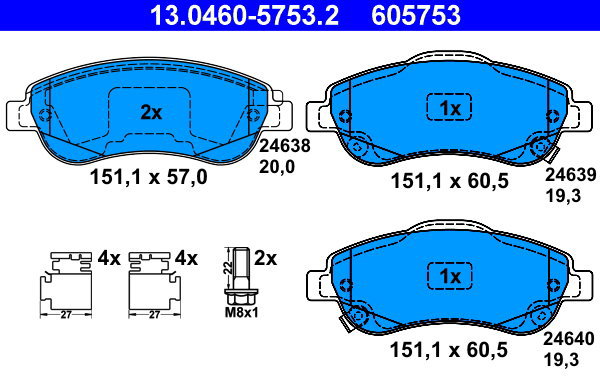 

ATE 605753 Sada brzdových destiček 13.0460-5753.2