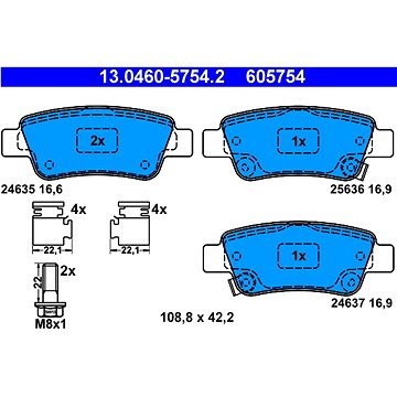 

ATE 605754 Sada brzdových destiček 13.0460-5754.2