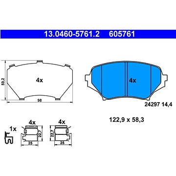 

ATE 605761 Sada brzdových destiček 13.0460-5761.2