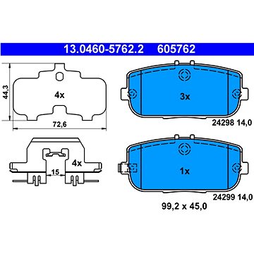 

ATE 605762 Sada brzdových destiček 13.0460-5762.2