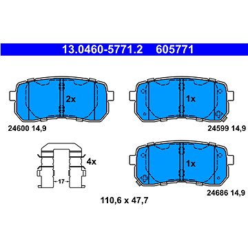 

ATE 605771 Sada brzdových destiček 13.0460-5771.2
