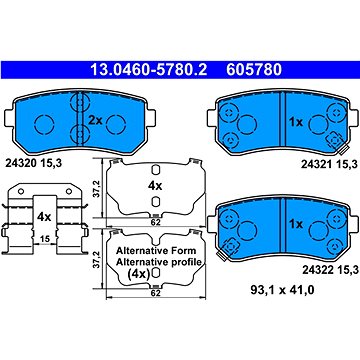 

ATE 605780 Sada brzdových destiček 13.0460-5780.2