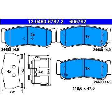 

ATE 605782 Sada brzdových destiček 13.0460-5782.2