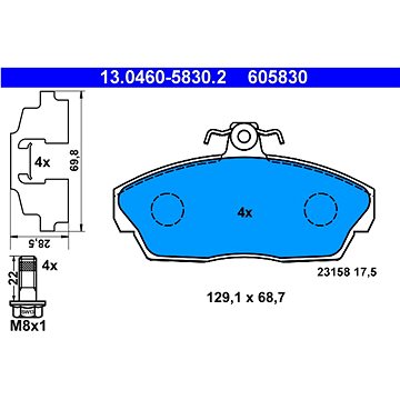 

ATE 605830 Sada brzdových destiček 13.0460-5830.2