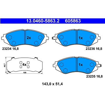 

ATE 605863 Sada brzdových destiček 13.0460-5863.2