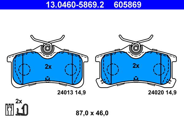 

ATE 605869 Sada brzdových destiček 13.0460-5869.2