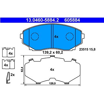 

ATE 605884 Sada brzdových destiček 13.0460-5884.2