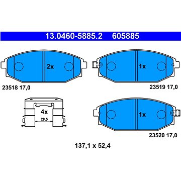 

ATE 605885 Sada brzdových destiček 13.0460-5885.2