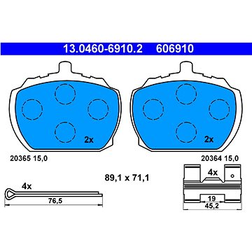 

ATE 606910 Sada brzdových destiček 13.0460-6910.2