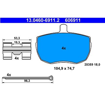 

ATE 606911 Sada brzdových destiček 13.0460-6911.2