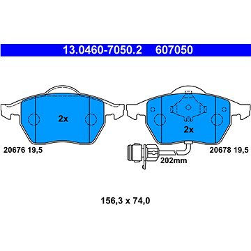 

ATE 607050 Sada brzdových destiček 13.0460-7050.2