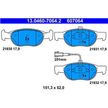 

ATE 607064 Sada brzdových destiček 13.0460-7064.2