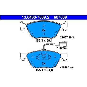 

ATE 607069 Sada brzdových destiček 13.0460-7069.2