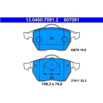 

ATE 607081 Sada brzdových destiček 13.0460-7081.2