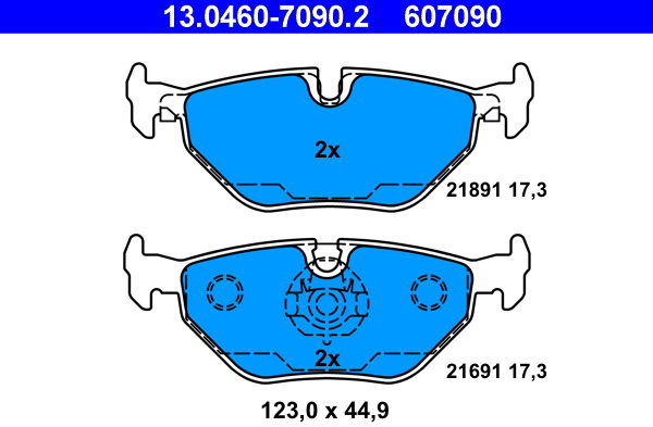 

ATE 607090 Sada brzdových destiček 13.0460-7090.2