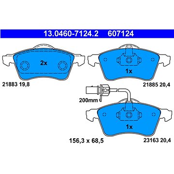 

ATE 607124 Sada brzdových destiček 13.0460-7124.2