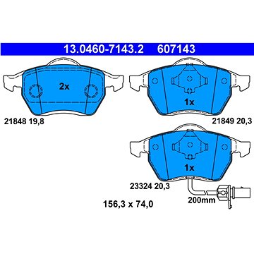 

ATE 607143 Sada brzdových destiček 13.0460-7143.2