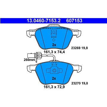 

ATE 607153 Sada brzdových destiček 13.0460-7153.2