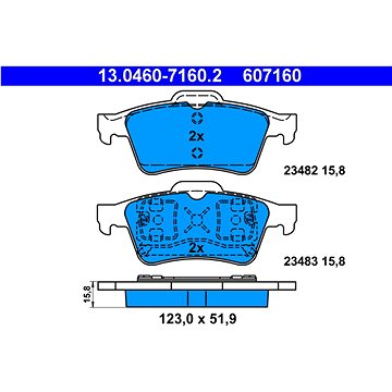 

ATE 607160 Sada brzdových destiček 13.0460-7160.2