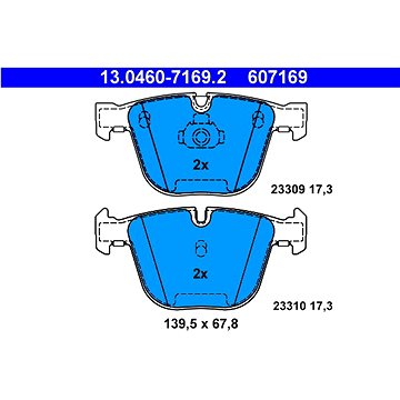 

ATE 607169 Sada brzdových destiček 13.0460-7169.2