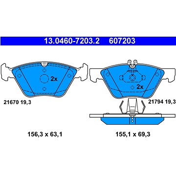 

ATE 607203 Sada brzdových destiček 13.0460-7203.2