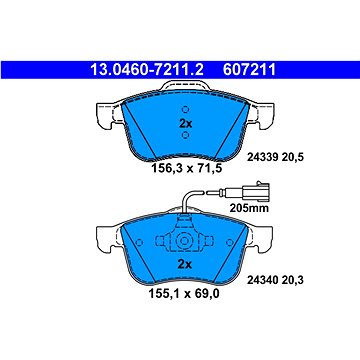 

ATE 607211 Sada brzdových destiček 13.0460-7211.2