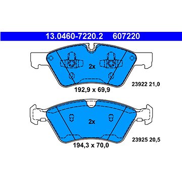 

ATE 607220 Sada brzdových destiček 13.0460-7220.2