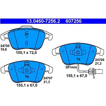 

ATE 607256 Sada brzdových destiček 13.0460-7256.2