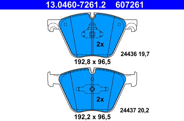 

ATE 607261 Sada brzdových destiček 13.0460-7261.2