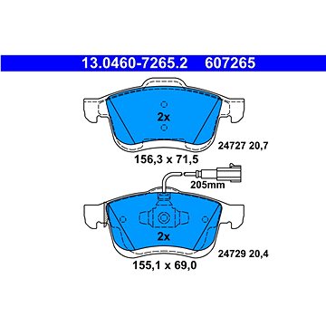 

ATE 607265 Sada brzdových destiček 13.0460-7265.2