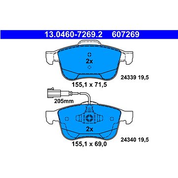 

ATE 607269 Sada brzdových destiček 13.0460-7269.2