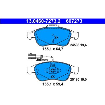

ATE 607273 Sada brzdových destiček 13.0460-7273.2