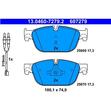 

ATE 607279 Sada brzdových destiček 13.0460-7279.2
