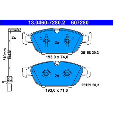 

ATE 607280 Sada brzdových destiček 13.0460-7280.2