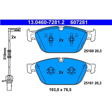 

ATE 607281 Sada brzdových destiček 13.0460-7281.2