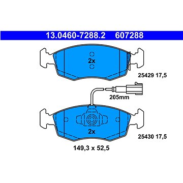 

ATE 607288 Sada brzdových destiček 13.0460-7288.2