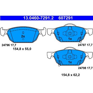 

ATE 607291 Sada brzdových destiček 13.0460-7291.2