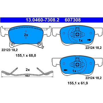 

ATE 607308 Sada brzdových destiček 13.0460-7308.2