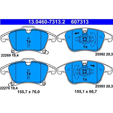 

ATE 607313 Sada brzdových destiček 13.0460-7313.2