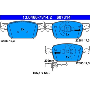 

ATE 607314 Sada brzdových destiček 13.0460-7314.2