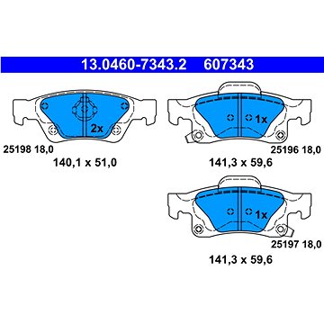 

ATE 607343 Sada brzdových destiček 13.0460-7343.2