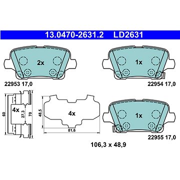 

ATE Sada brzdových destiček 13.0470-2631.2