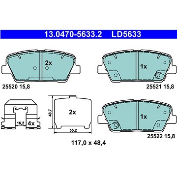 

ATE Sada brzdových destiček 13.0470-5633.2