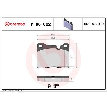 

BREMBO Sada brzdových destiček P 06 002