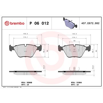 

BREMBO Sada brzdových destiček P 06 012