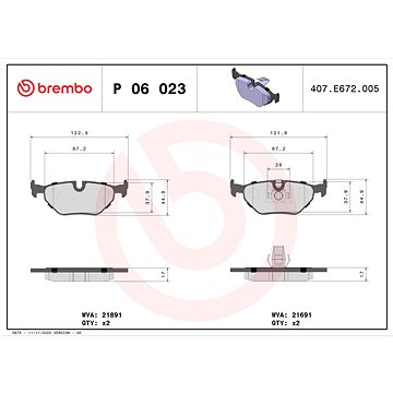 

BREMBO Sada brzdových destiček P 06 023